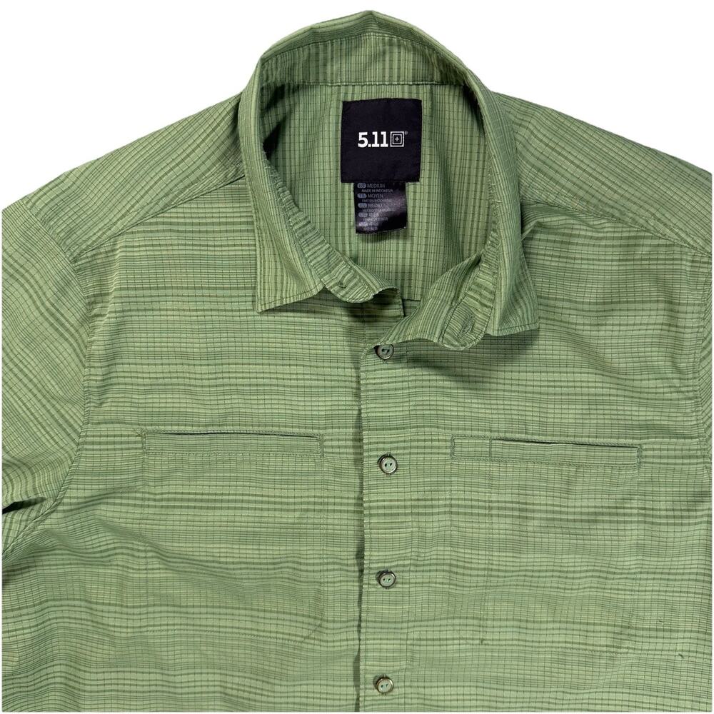 5.11 Tactical Shirt Men’s Medium Green Check Short Sleeve Tactical